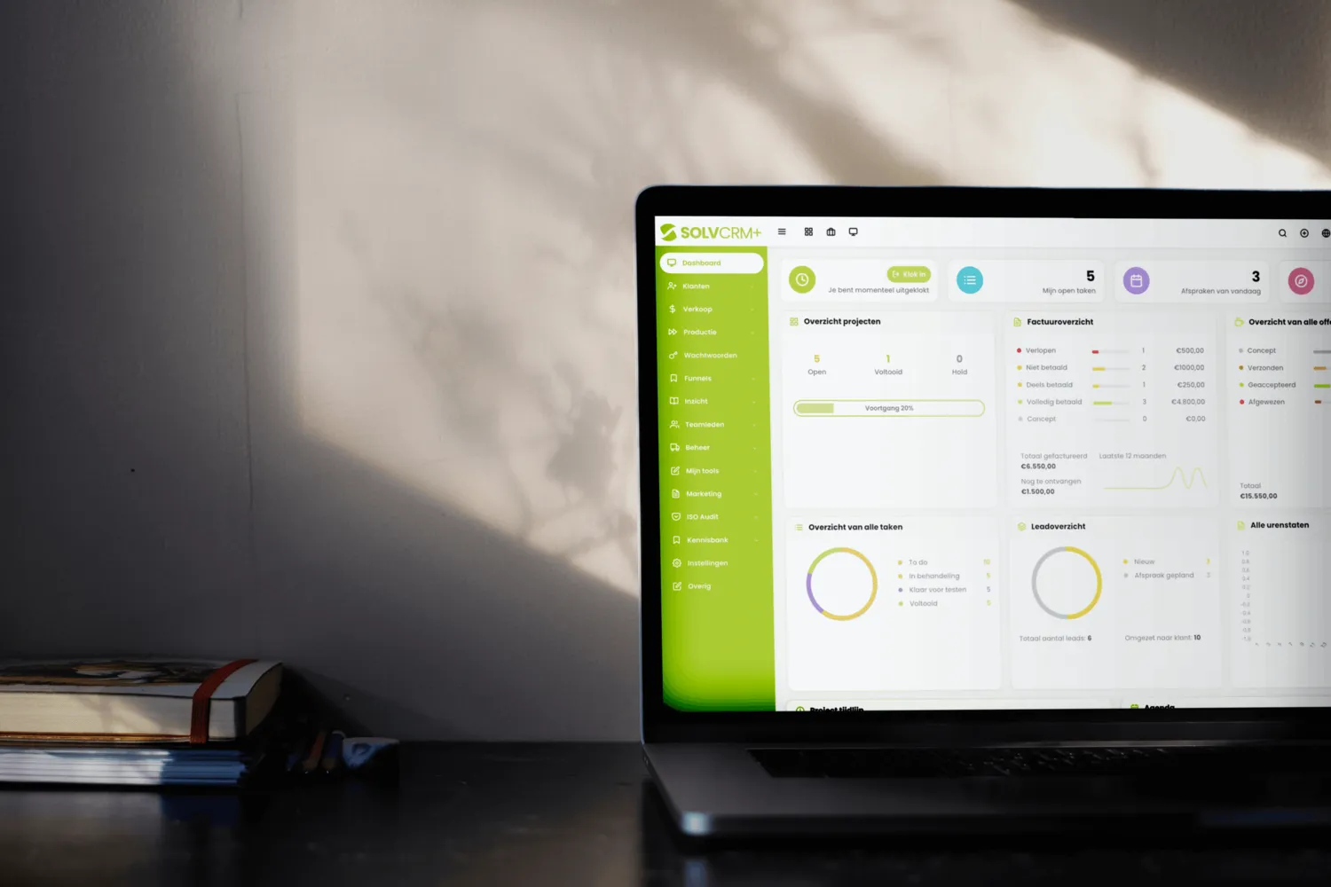 SolvCRM+ project- en orderoverzicht